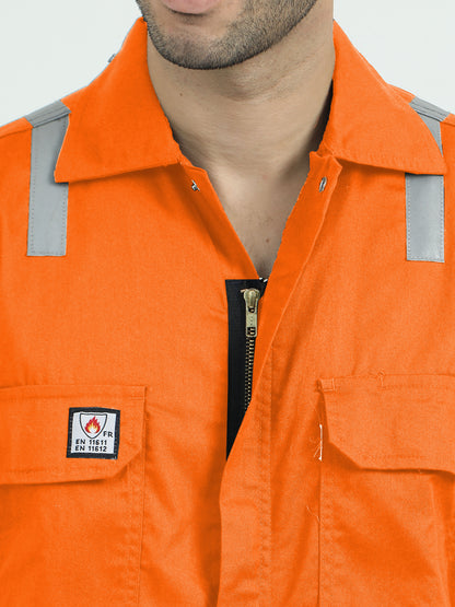 NuMode Industrial Treated Fire Retardant High-Visibility Coverall - Orange