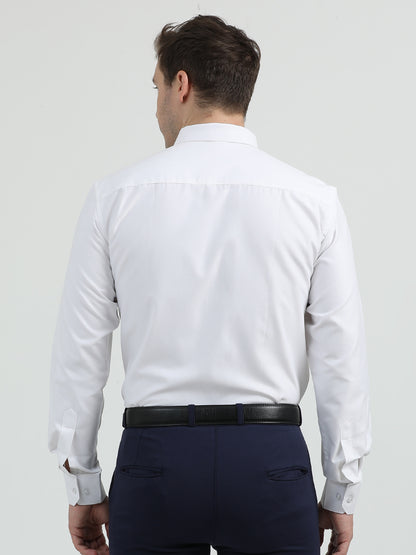 NuMode 100% Cotton Full Sleeves Formal Shirt - White