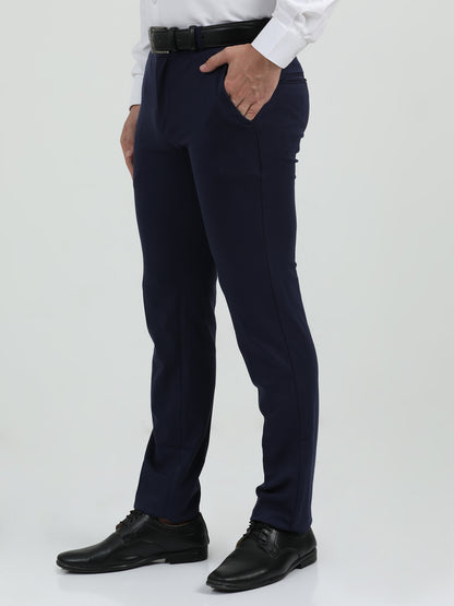 NuMode Cotton Stretch Formal Trousers - Navy