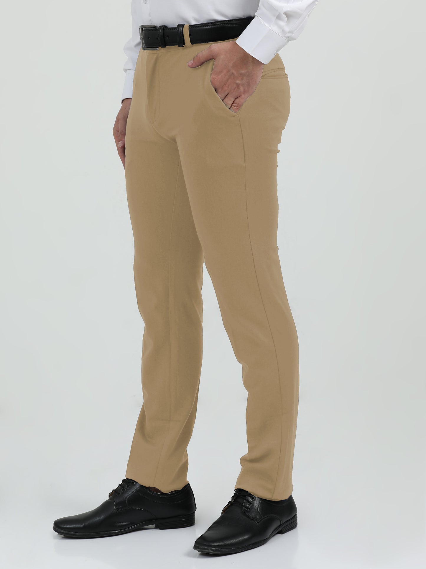 NuMode Cotton Stretch Formal Trousers - beige