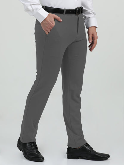 NuMode Cotton Stretch Formal Trousers - Grey