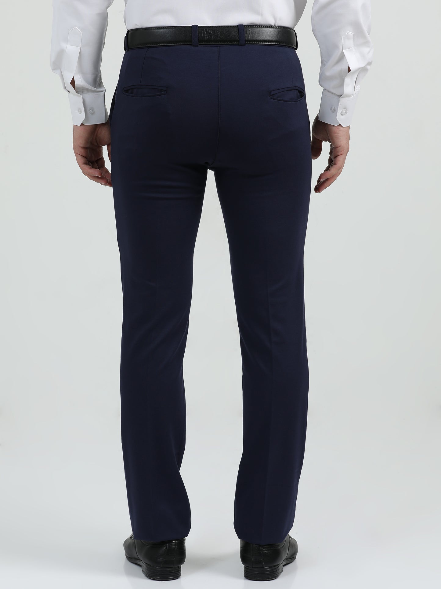 NuMode Cotton Stretch Formal Trousers - Navy