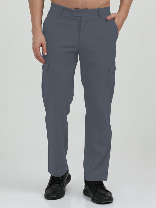 NuMode Cotton Stretch Double Pocket Cargo Trousers - Grey