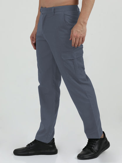 NuMode Cotton Stretch Double Pocket Cargo Trousers - Grey