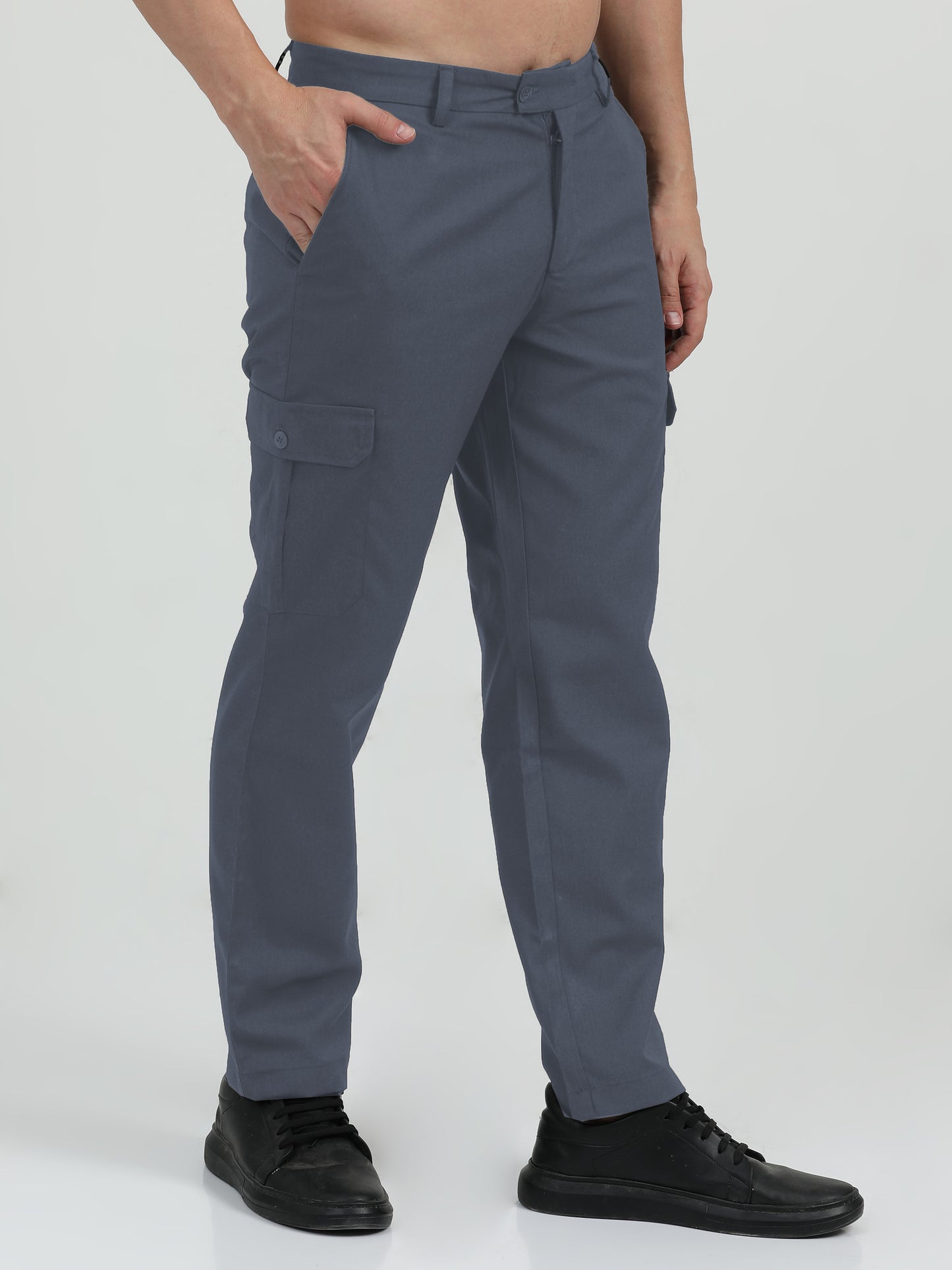 NuMode Cotton Stretch Double Pocket Cargo Trousers - Grey