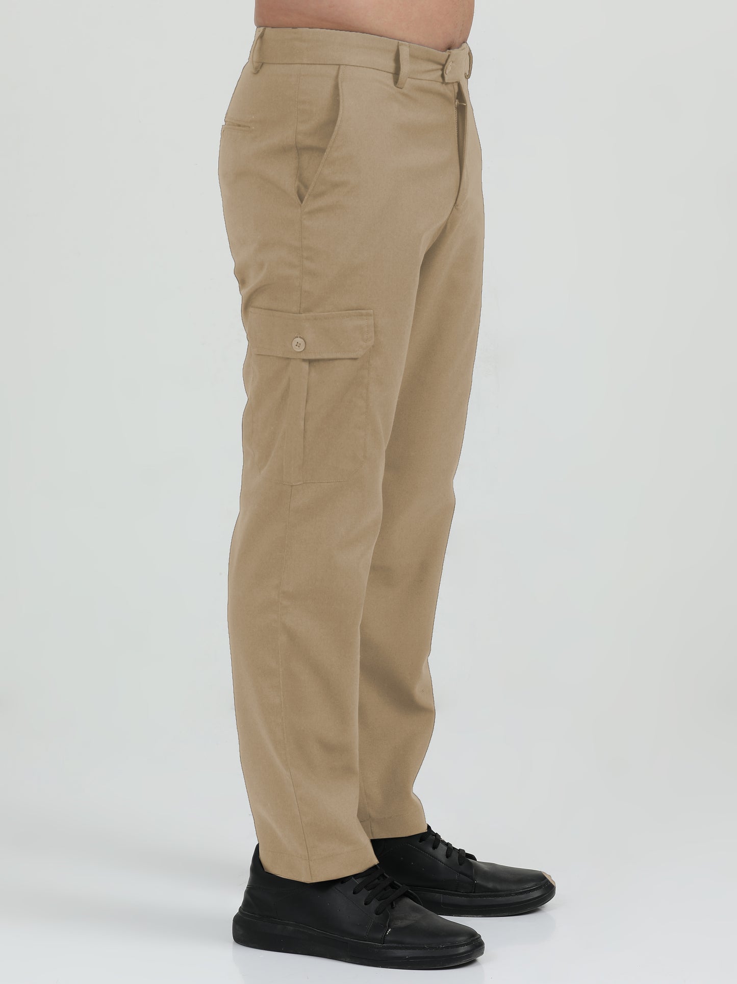 NuMode Cotton Stretch Double Pocket Cargo Trousers - Beige