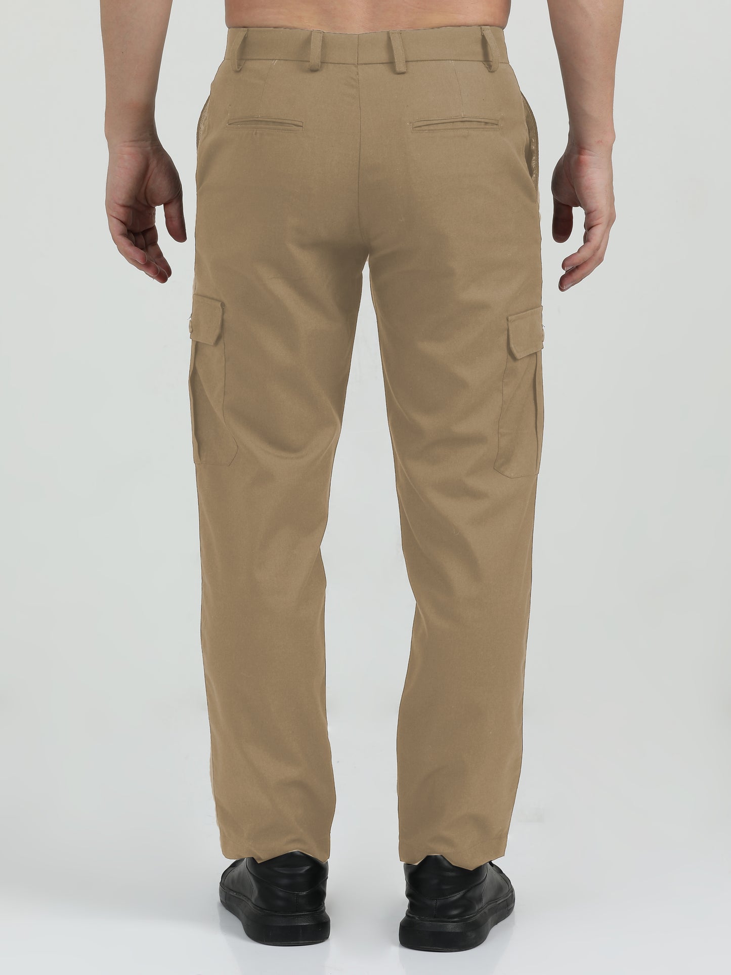 NuMode Cotton Stretch Double Pocket Cargo Trousers - Beige