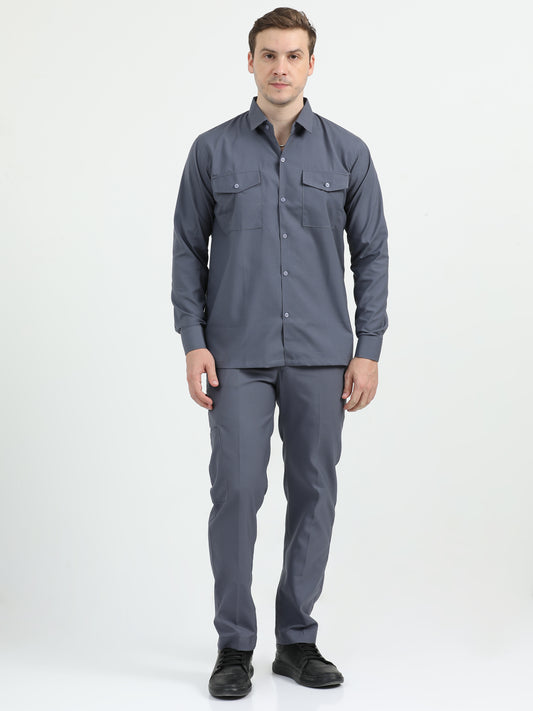 NuMode Full Sleeves Work Shirt and Cargo Uniform Set - Grey