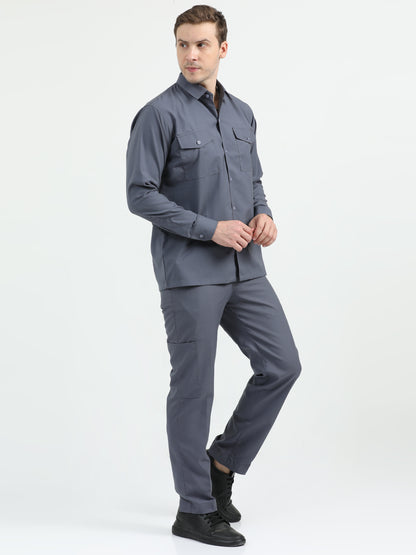 NuMode Full Sleeves Work Shirt and Cargo Uniform Set - Grey