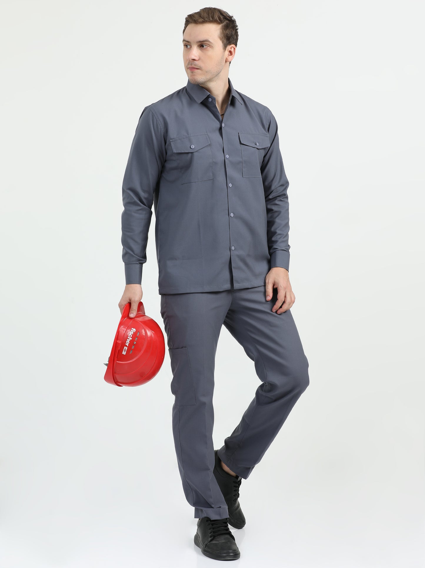 NuMode Full Sleeves Work Shirt and Cargo Uniform Set - Grey