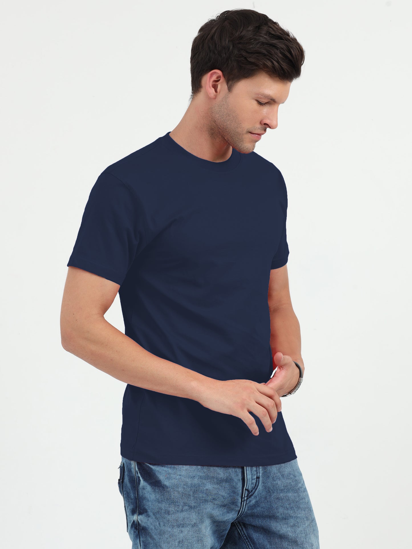 NuMode 100% Cotton Round Neck T-Shirt - Navy