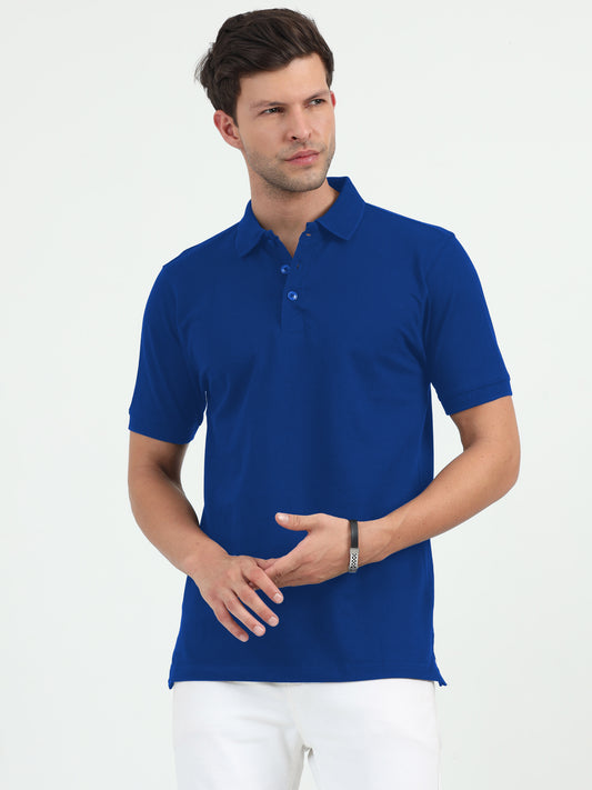 NuMode 100% Cotton Jaquard Collar Polo - Blue