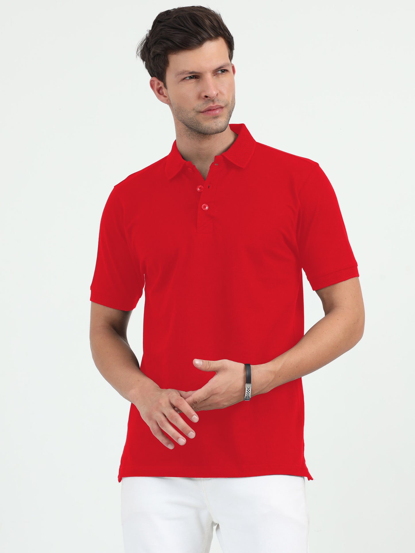 NuMode 100% Cotton Jaquard Collar Polo - Red