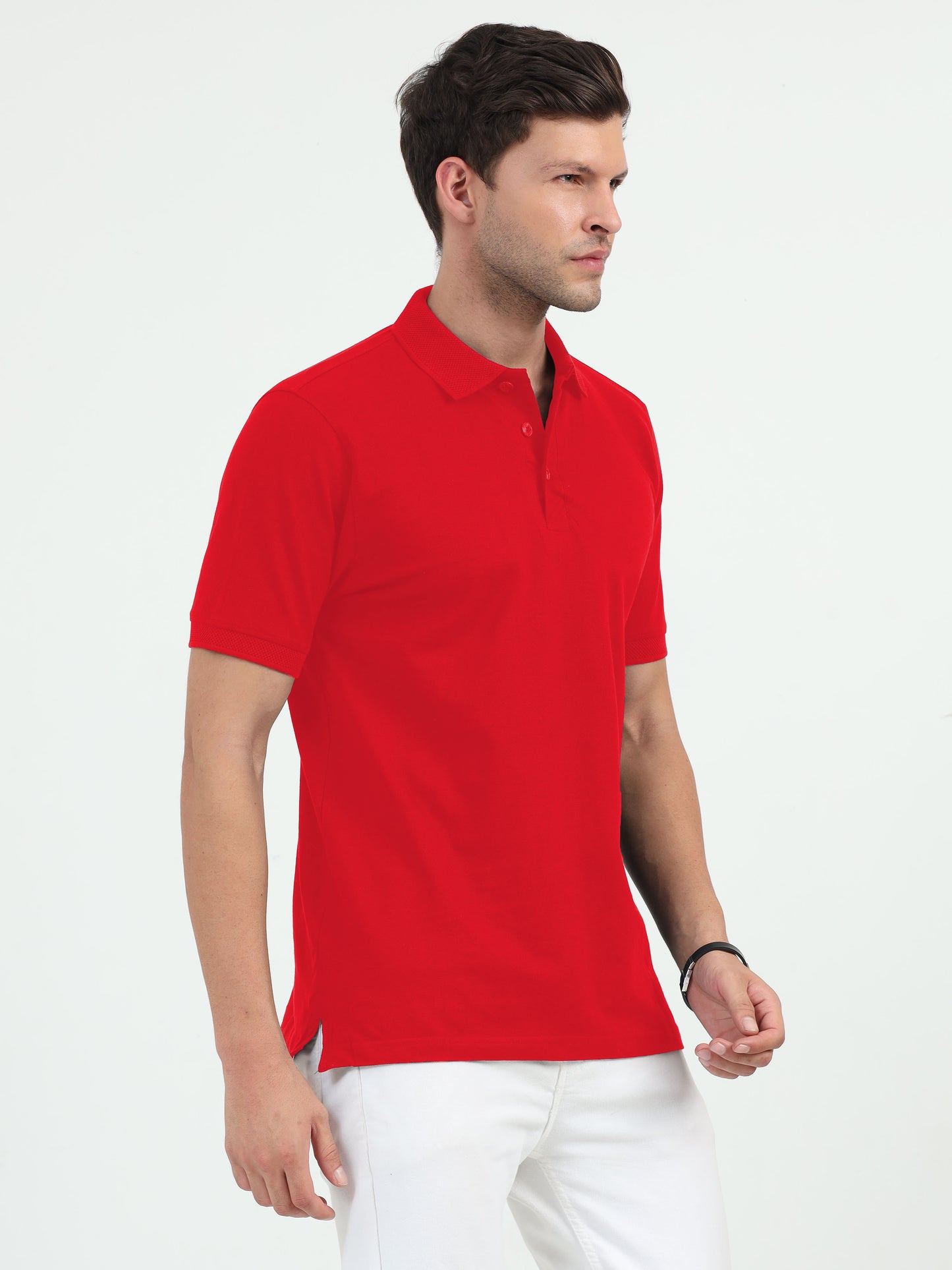 NuMode 100% Cotton Jaquard Collar Polo - Red