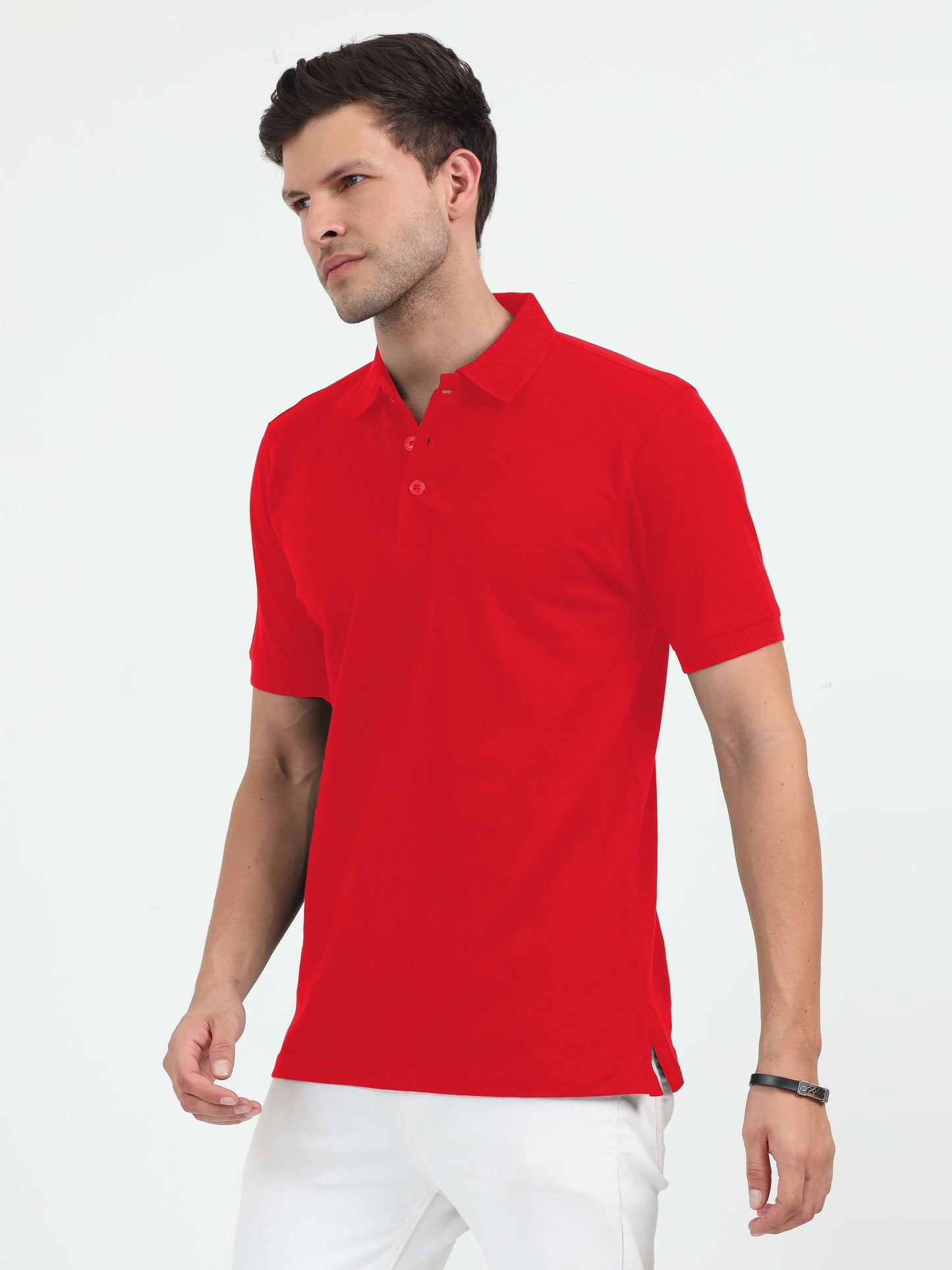 NuMode 100% Cotton Jaquard Collar Polo - Red