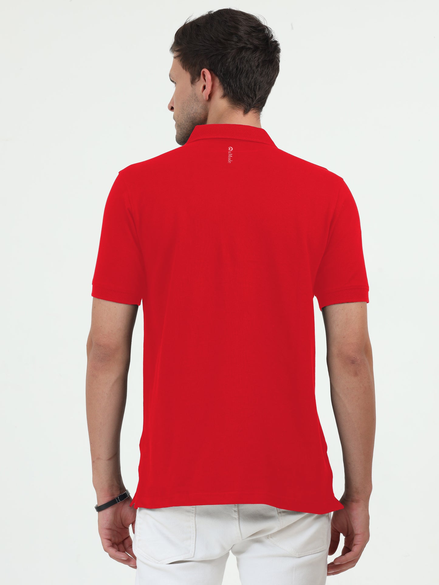 NuMode 100% Cotton Jaquard Collar Polo - Red