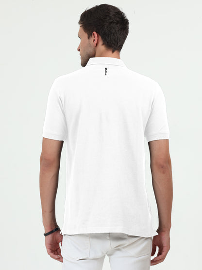 NuMode 100% Cotton Jaquard Collar Polo - White