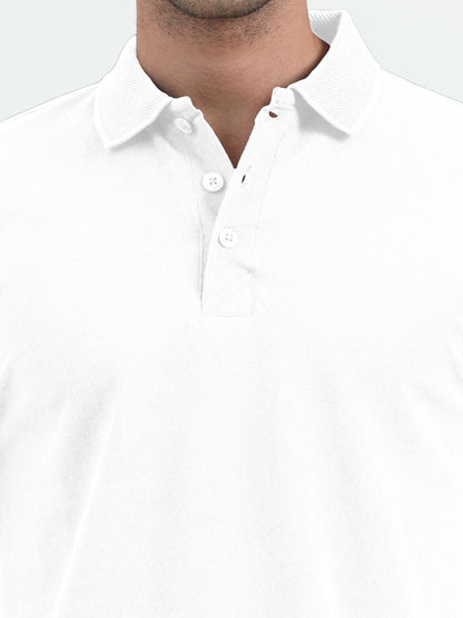 NuMode 100% Cotton Jaquard Collar Polo - White