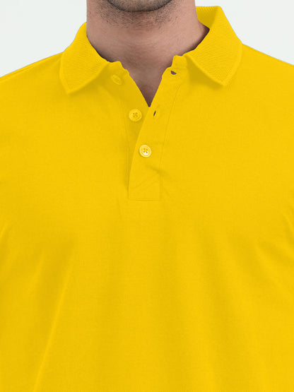 NuMode 100% Cotton Jaquard Collar Polo - Yellow