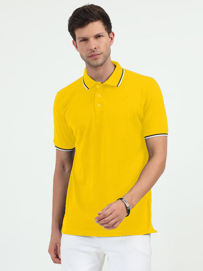 NuMode DryFit Polo with Tipping Collar - Yellow