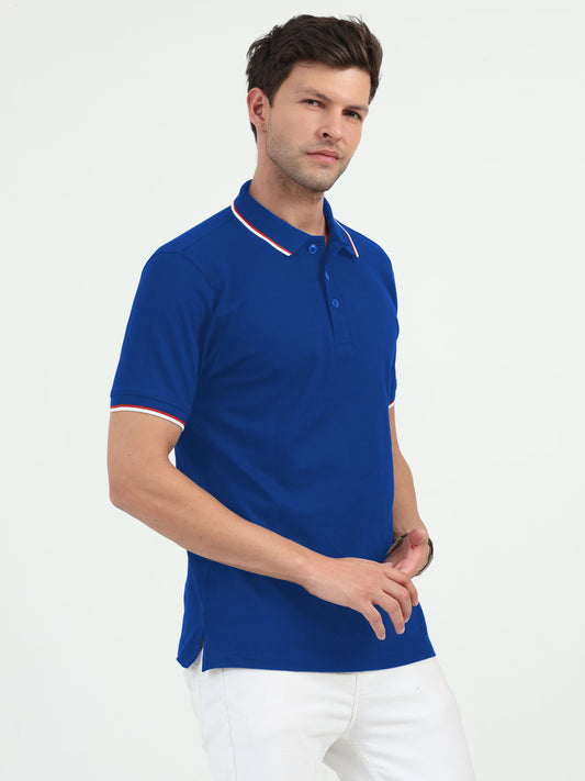 NuMode 100% Cotton Polo with Tipping Collar - Blue