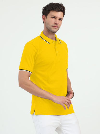 NuMode 100% Cotton Polo with Tipping Collar - yellow