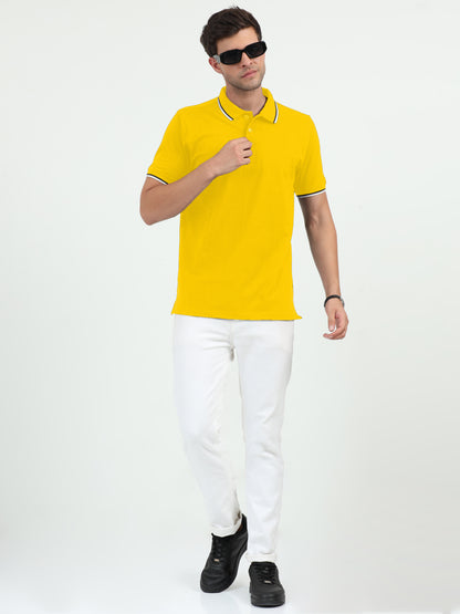 NuMode DryFit Polo with Tipping Collar - Yellow