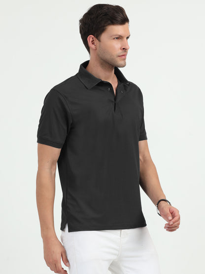 NuMode DryFit Jaquard Collar Polo - Black