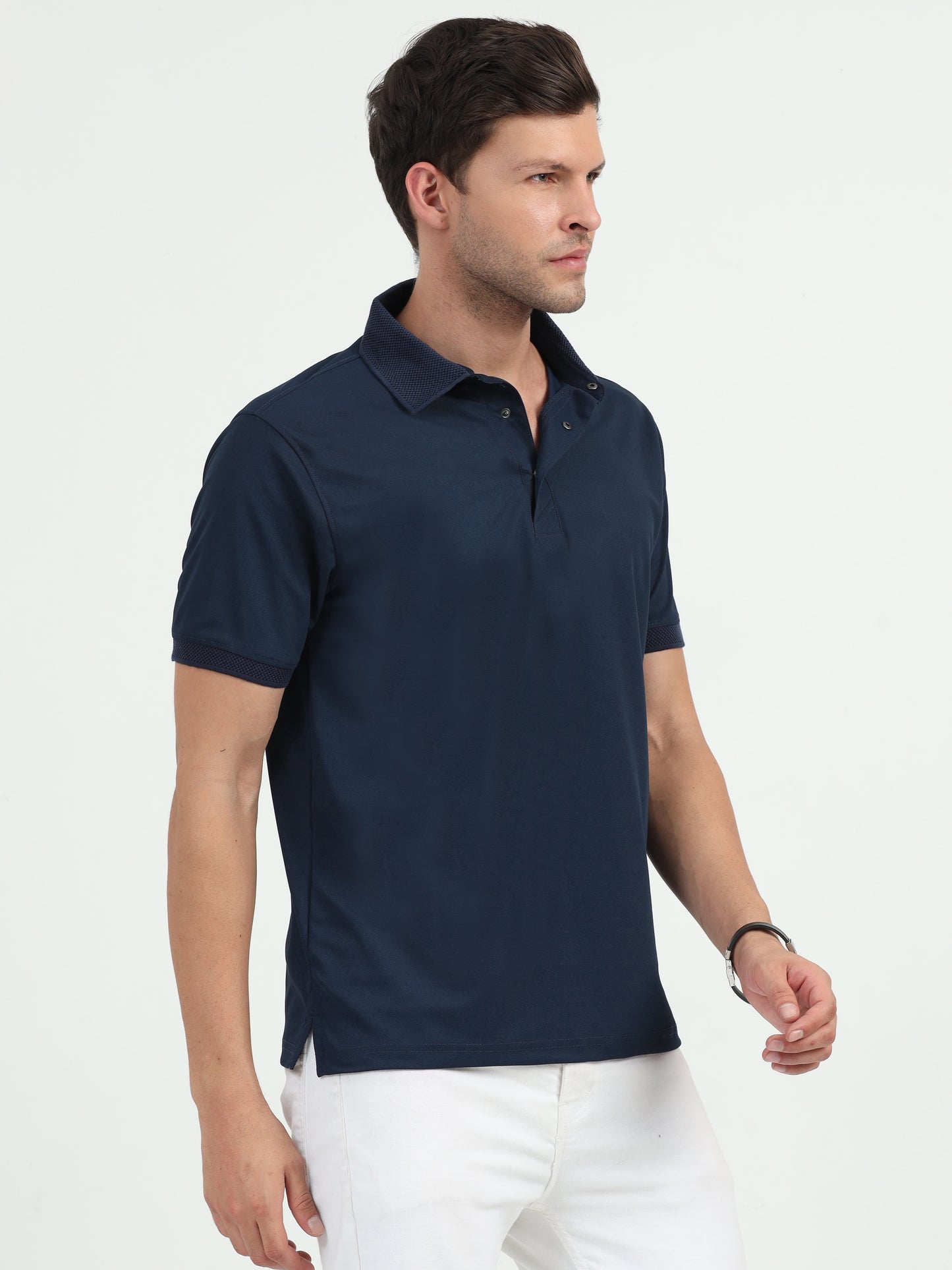 NuMode DryFit Jaquard Collar Polo - Navy