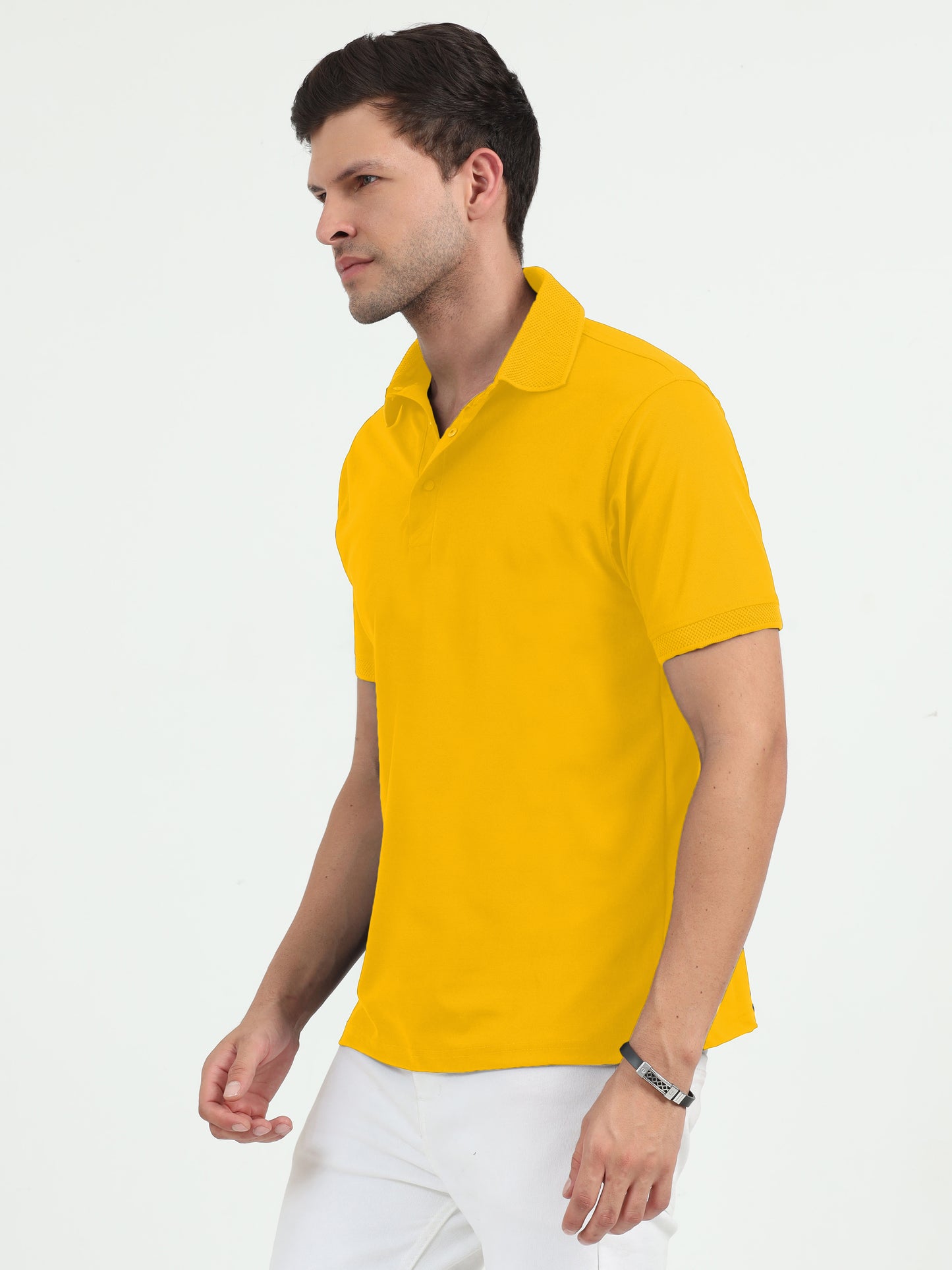 NuMode DryFit Jaquard Collar Polo - Yellow