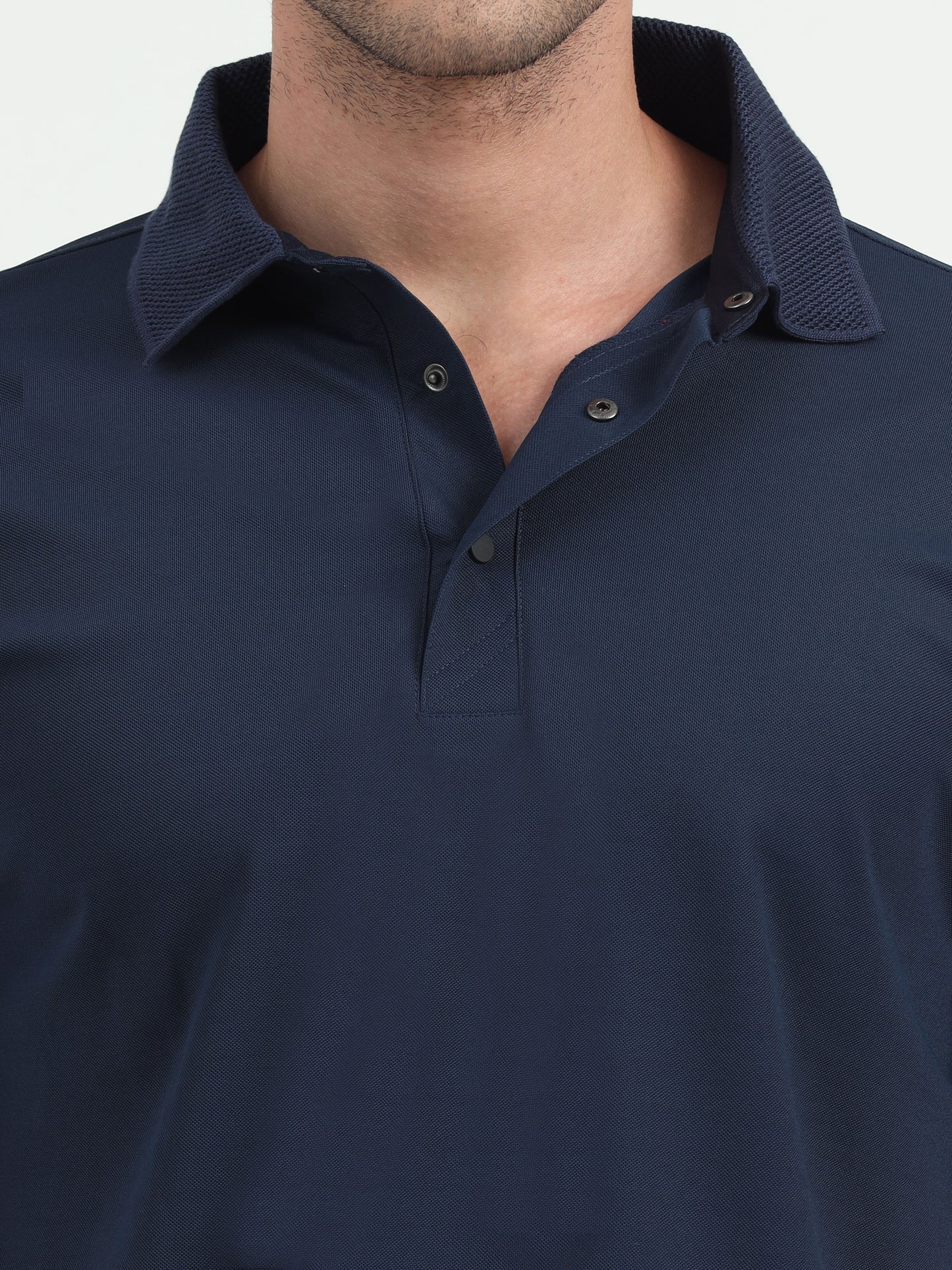 NuMode DryFit Jaquard Collar Polo - Navy