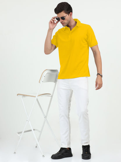 NuMode DryFit Jaquard Collar Polo - Yellow