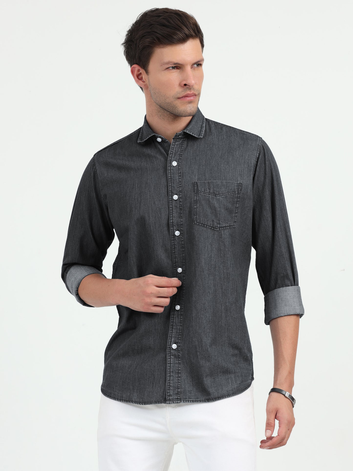 NuMode Denim Full Sleeves Work Shirt - Black