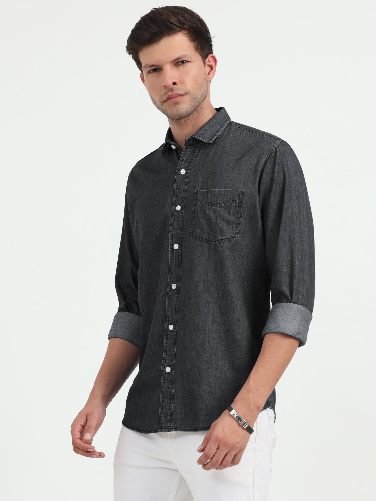 NuMode Denim Full Sleeves Work Shirt - Black