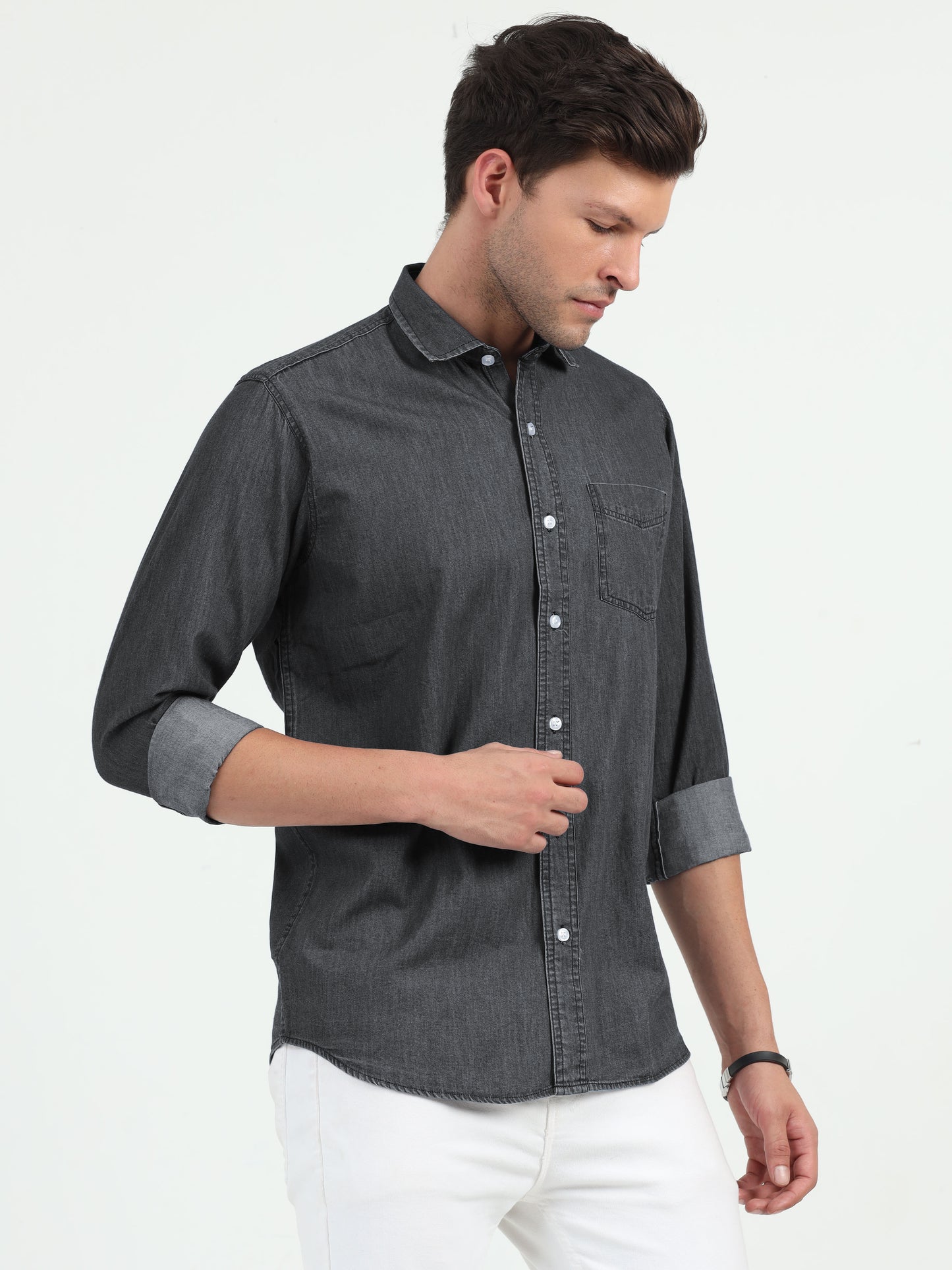 NuMode Denim Full Sleeves Work Shirt - Black