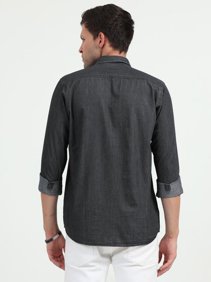 NuMode Denim Full Sleeves Work Shirt - Black