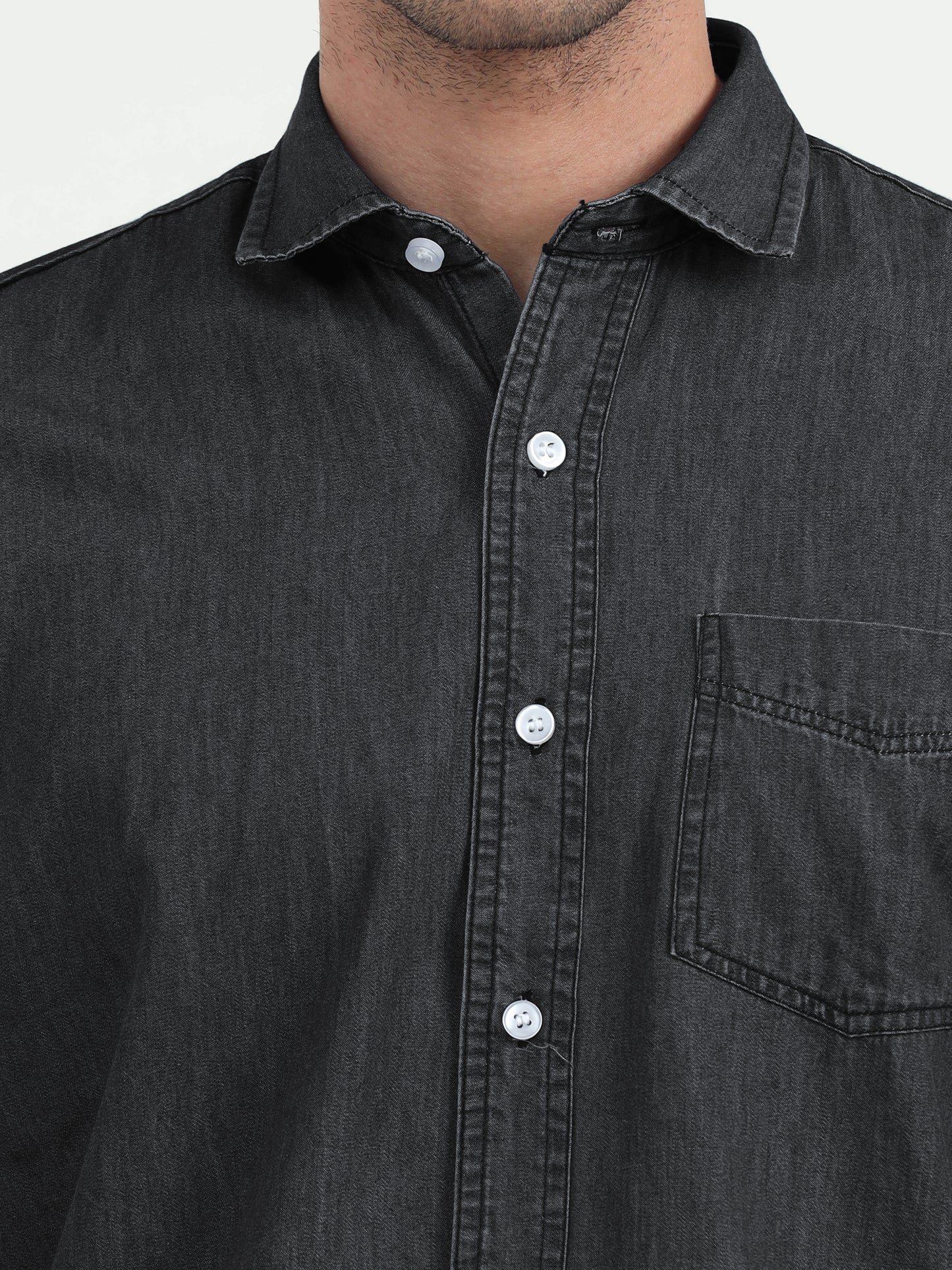 NuMode Denim Full Sleeves Work Shirt - Black