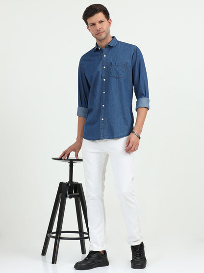 NuMode Denim Full Sleeves Work Shirt - Blue