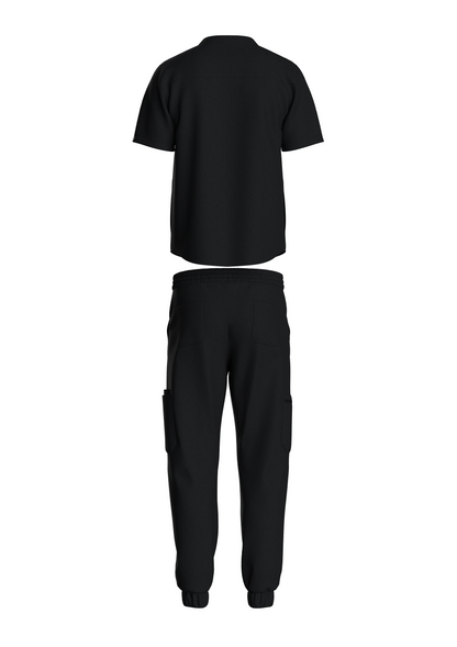 NuMode Men's Scrub with Mandarin Collar and Jogger - Black