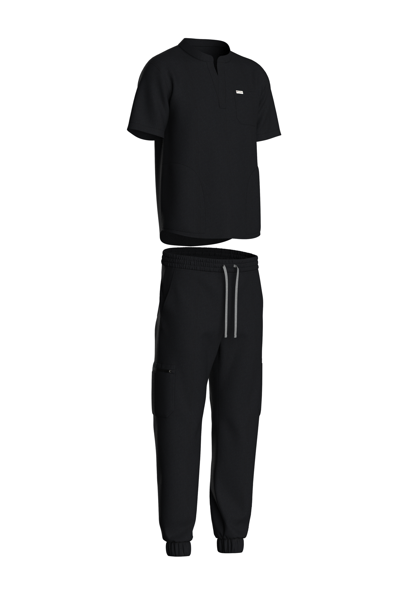 NuMode Men's Scrub with Mandarin Collar and Jogger - Black