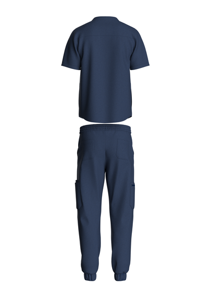 NuMode Men's Scrub with Mandarin Collar and Jogger - Navy