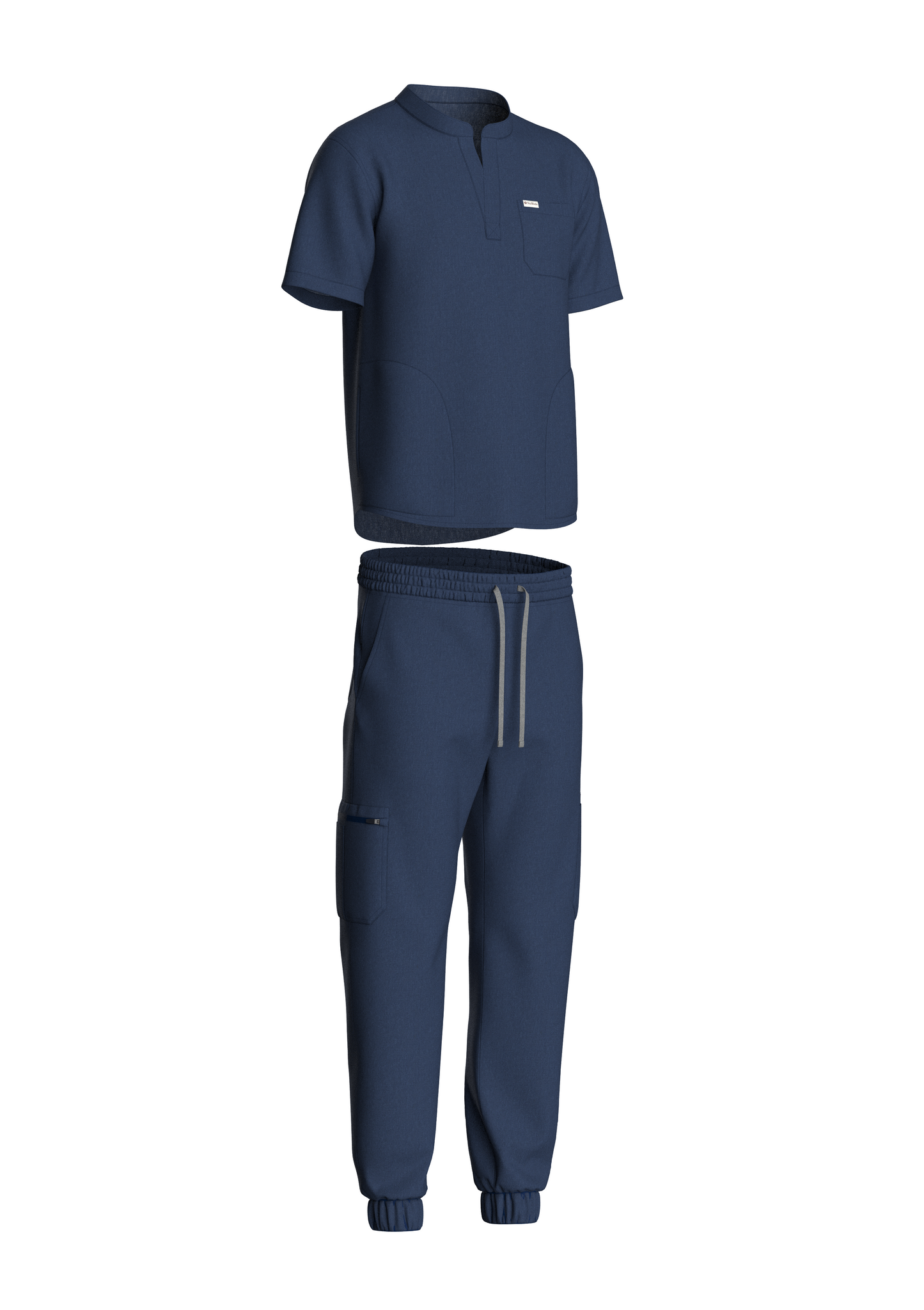 NuMode Men's Scrub with Mandarin Collar and Jogger - Navy