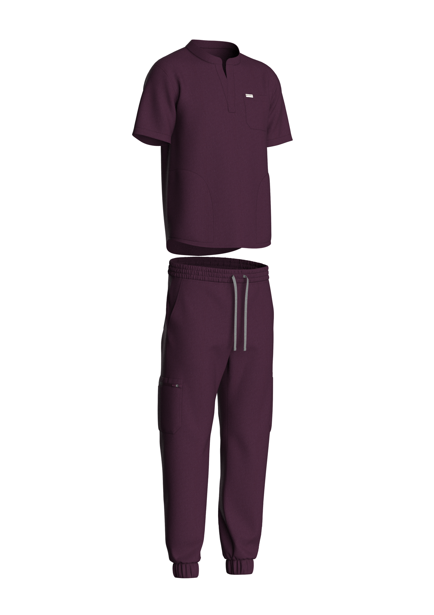 NuMode Men's Scrub with Mandarin Collar and Jogger - Wine