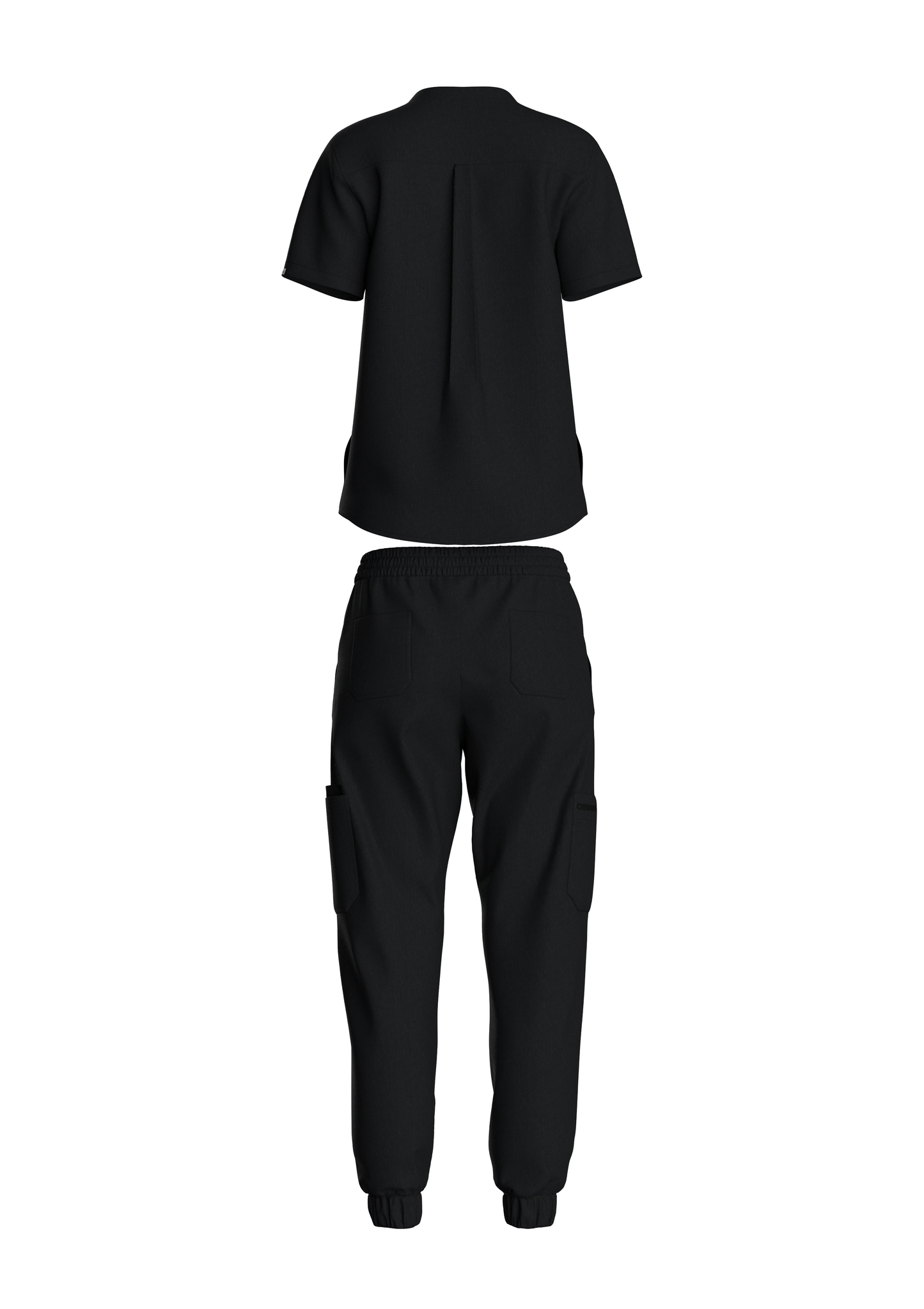 NuMode Women's Scrub with Mandarin Collar and Jogger - Black